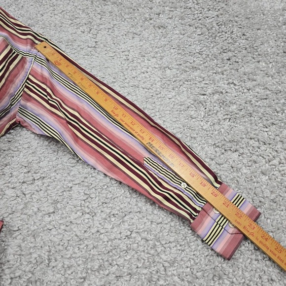 Robert Graham Shirt Mens Medium Striped Button Up Long Sleeve Flip Cuffs Office‎ - Picture 10 of 11